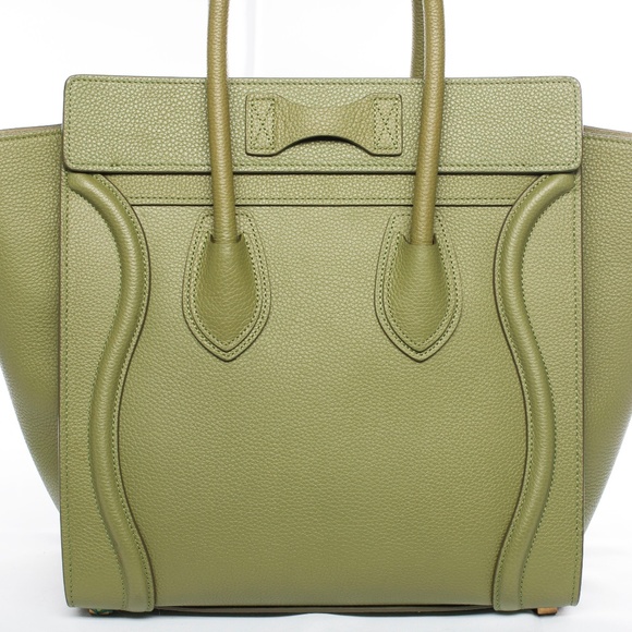 Luggage Micro Olive Green Calfskin Leather Tote - Picture 3 of 12